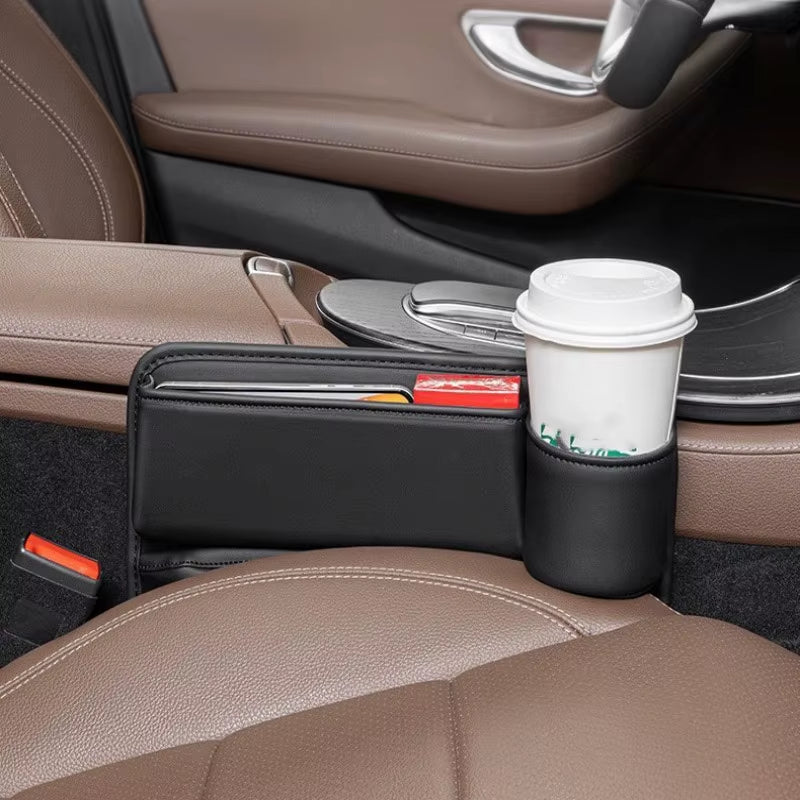 For BYD Sealion 7 2024 2025 Car Seat Gap Filler Storage Box with Cup Holder Charging Hole Kit Sundries Organizer Bag Accessories