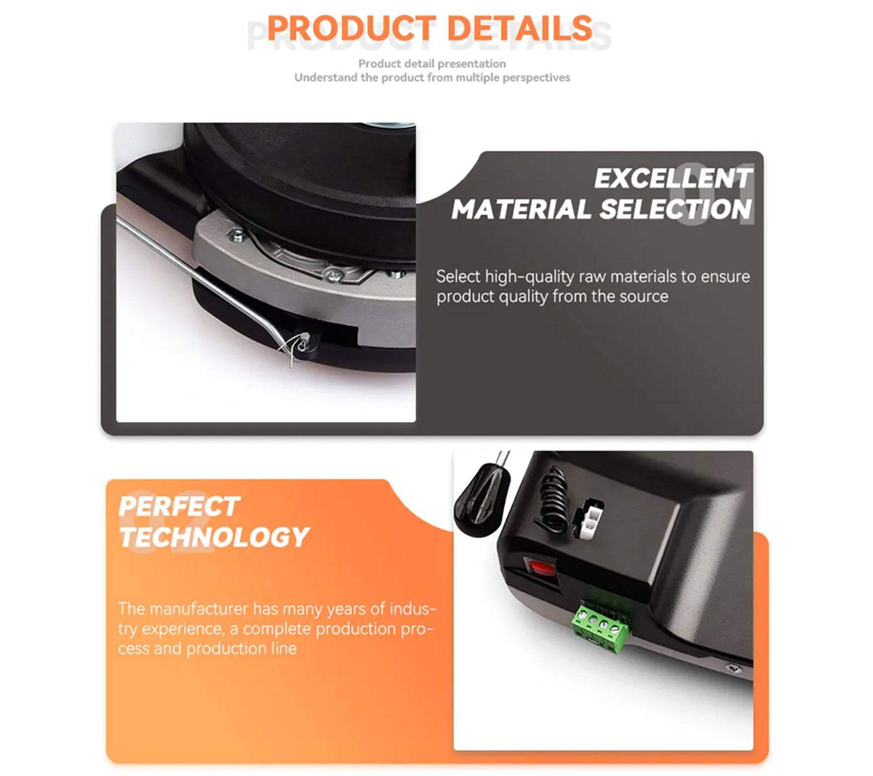 Close-up of garage door motor showcasing excellent material selection and advanced technology for superior product quality.