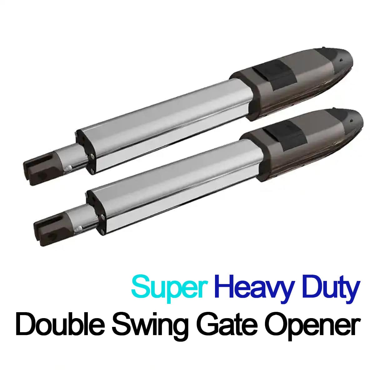 Smart Super Heavy Duty Swing Gate Opener for double gates by Garageway, featuring two aluminum swing arms for gates up to 5m wide.
