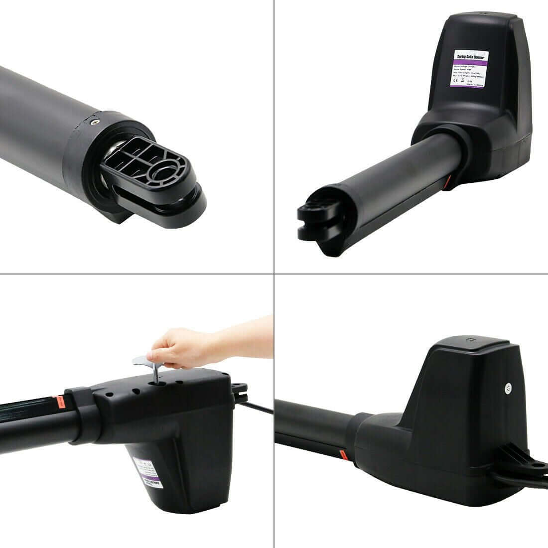 RITROX RX602 swing gate opener components with waterproof control box and aluminum arms for double gates up to 5.5m and 500kg each.