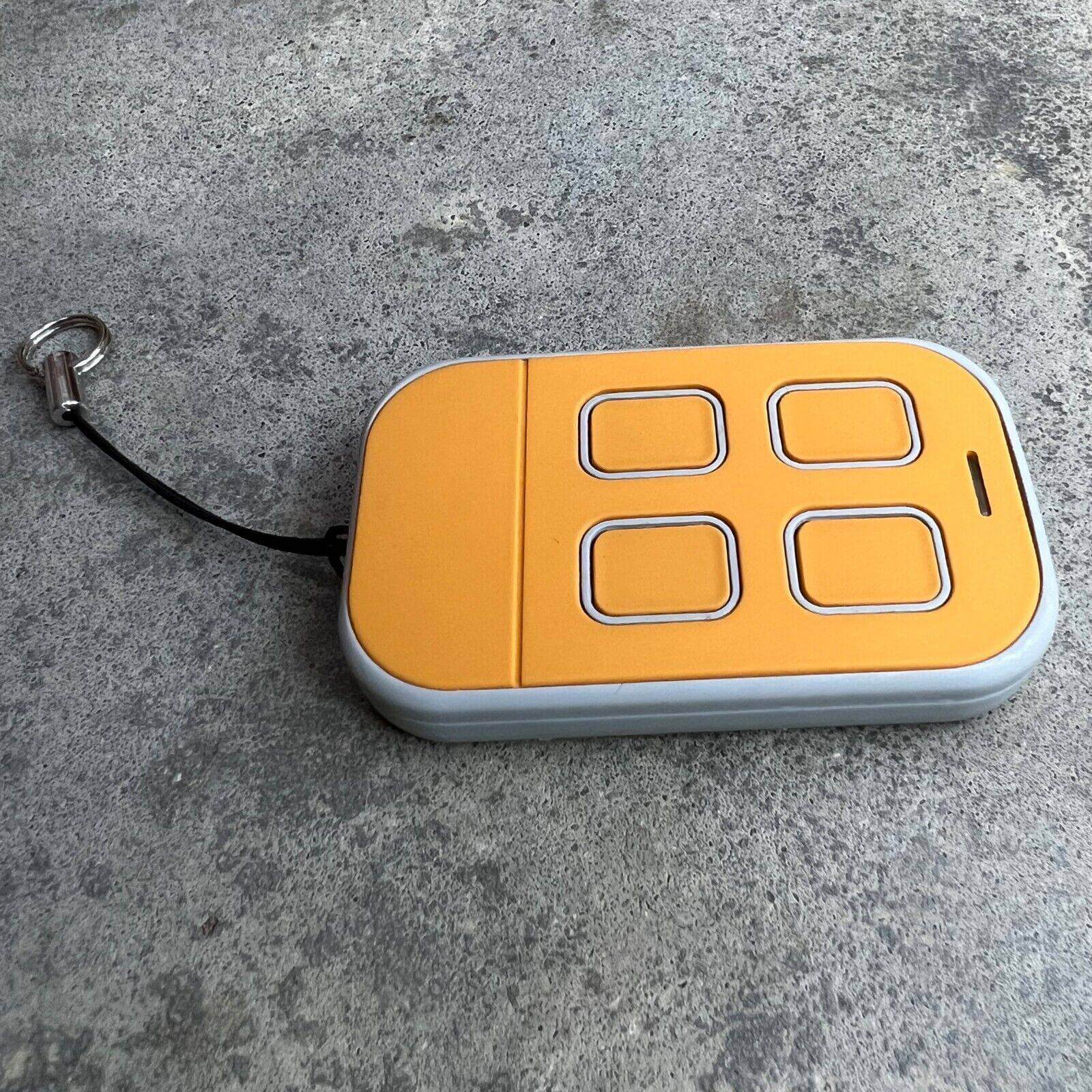 Mhouse Compatible Remote Control in yellow, designed for GTX4, GTX4C, TX3, TX4 models with battery and key ring included.