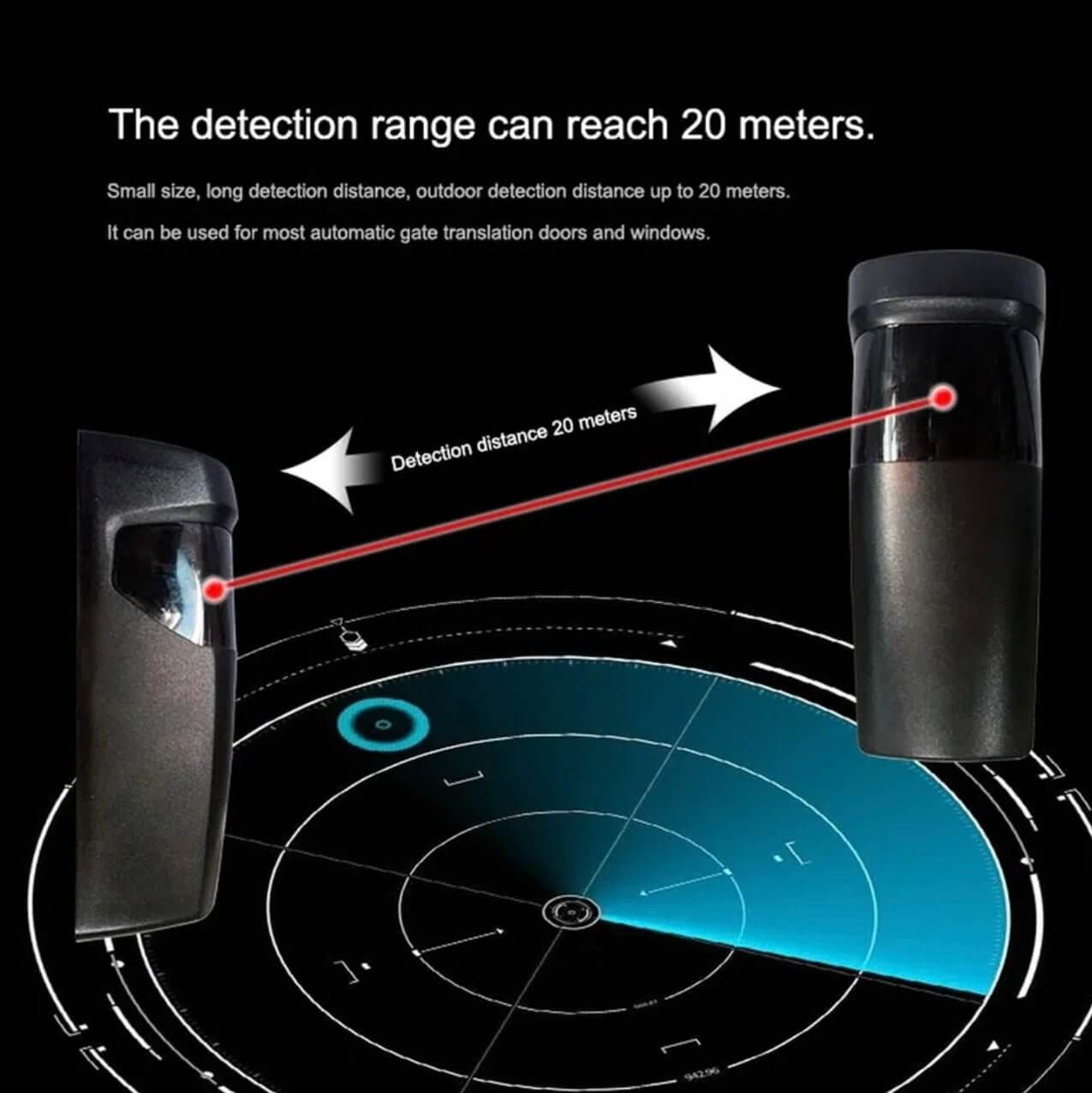 Photocell Gate Opener Sensor Beam with 20m Detection Range for Automated Swing or Sliding Gates