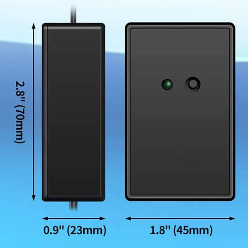 RITROX Gate Opener Universal Remote Receiver dimensions illustration, showing 2.8 by 0.9 inches and 1.8 inches width, ideal for Garageway.
