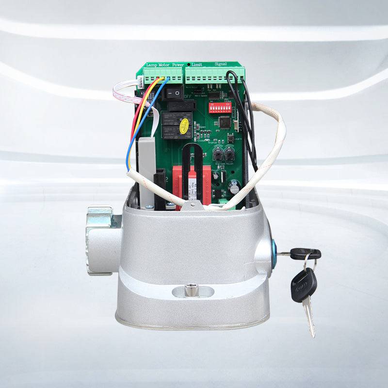 RITROX AC sliding gate opener control board with wiring and key, designed for 1500kg capacity gates.