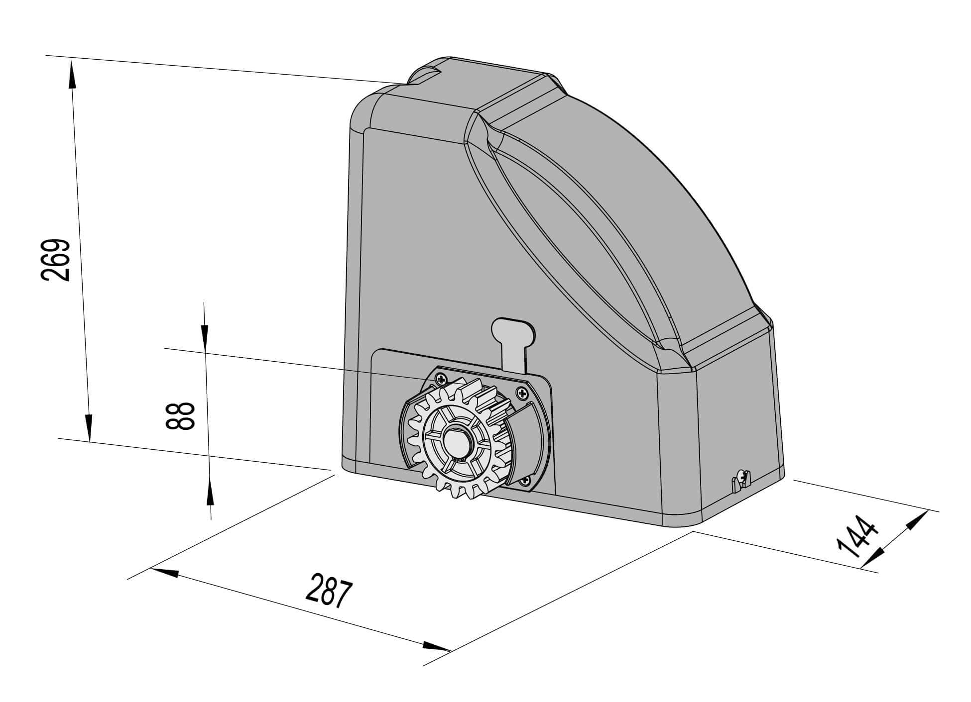 Ritrox RX500T garageway solar sliding gate opener motor dimensions diagram