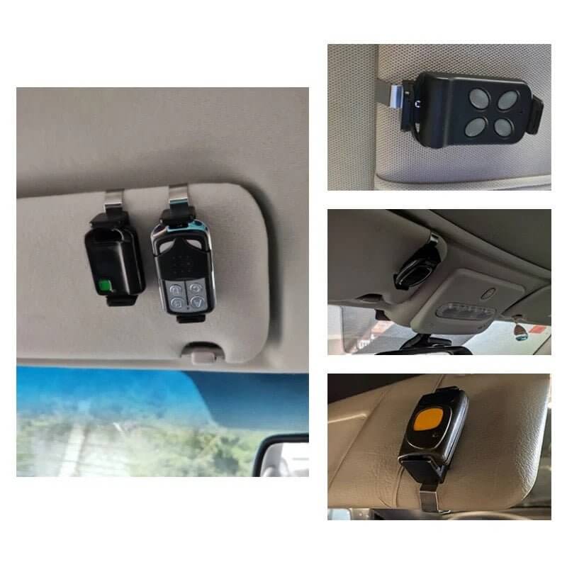 Universal Garage/Gate Remote Car Sun Visor Clips for various models, featuring Garageway compatibility. Ideal for organized car interiors.