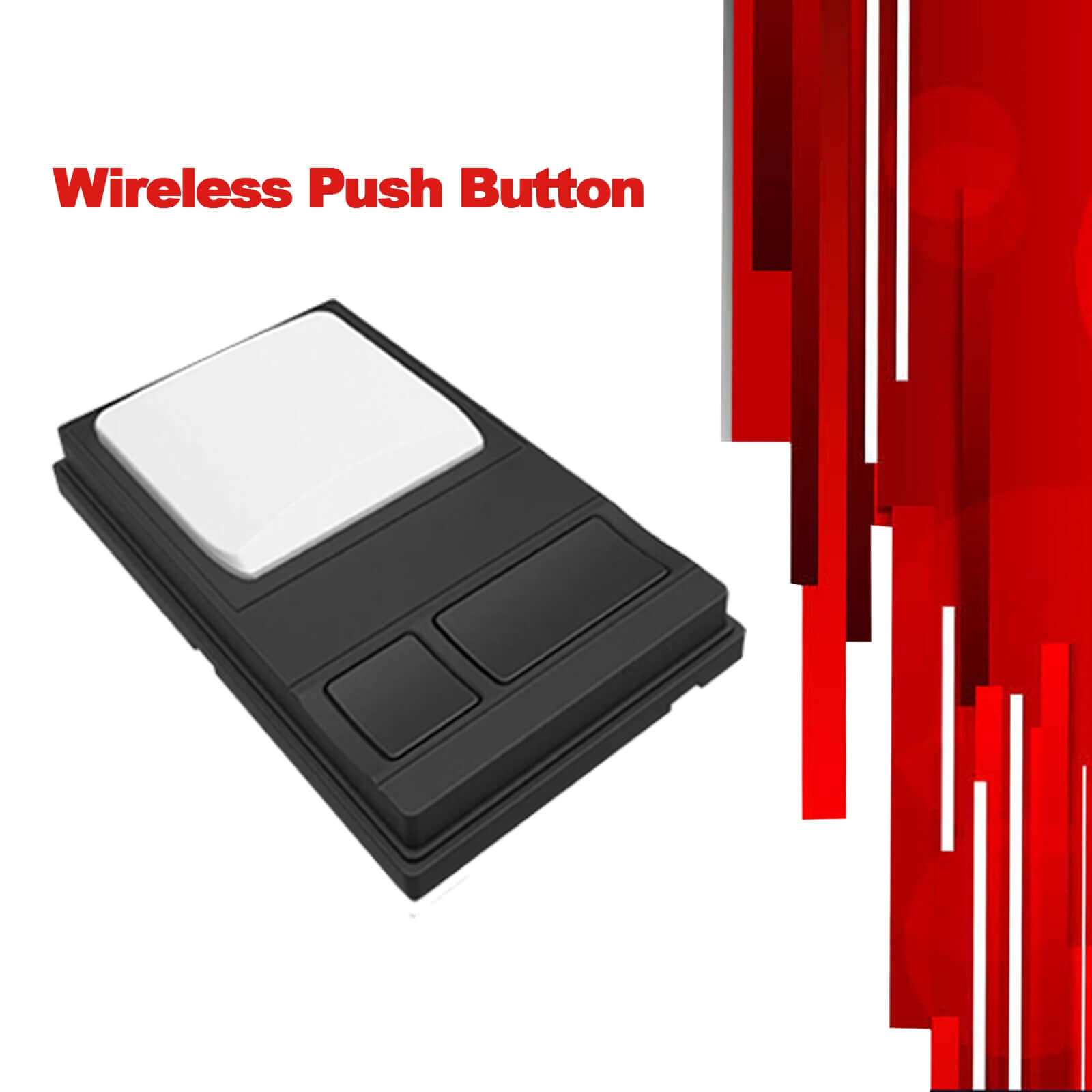 Wireless push button for garage door remote control, featuring a sleek black design and easy-to-use functionality for effortless operation.