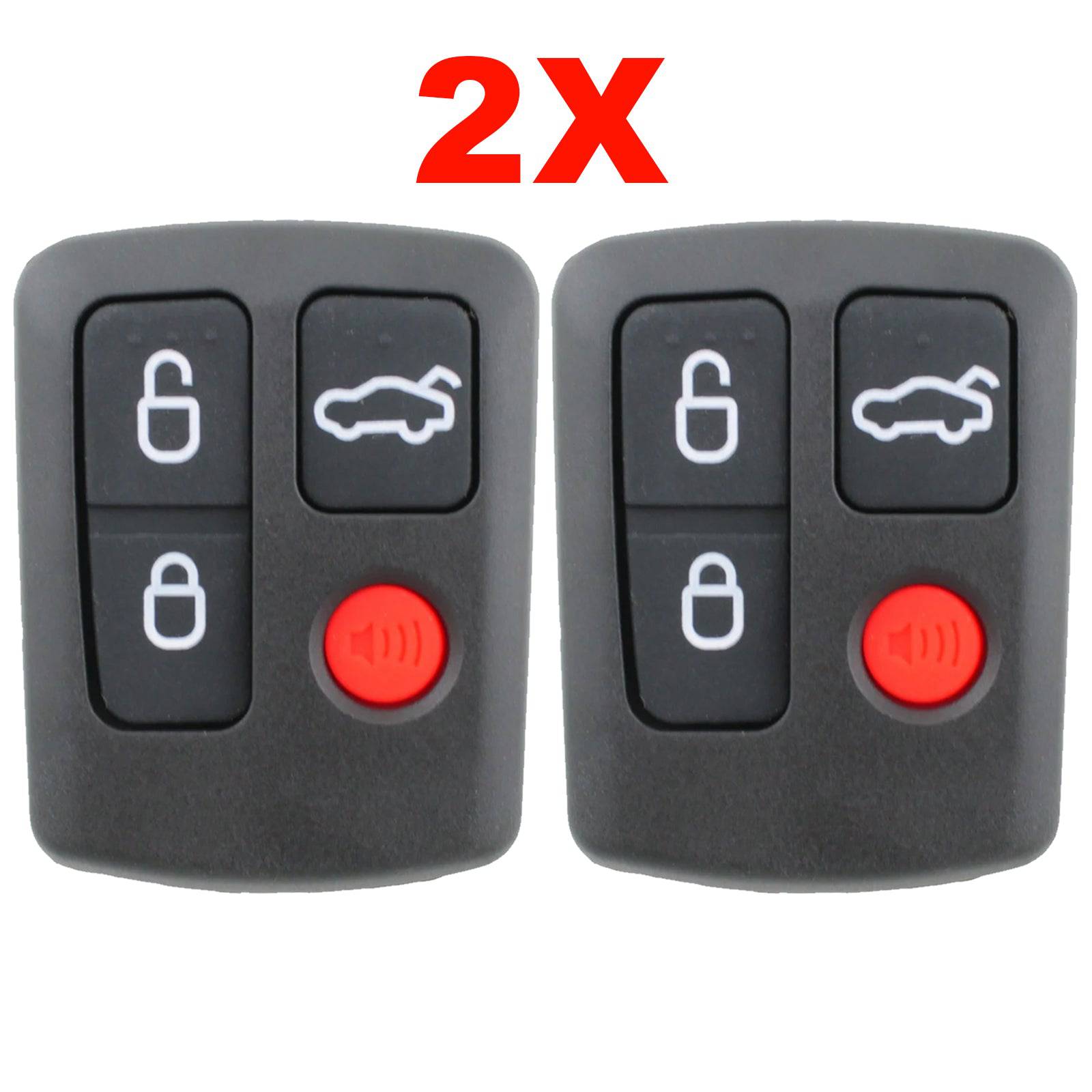 2x Ford BA BF Falcon car remote key fob with 4 button keypad, compatible with multiple models, by garageway.