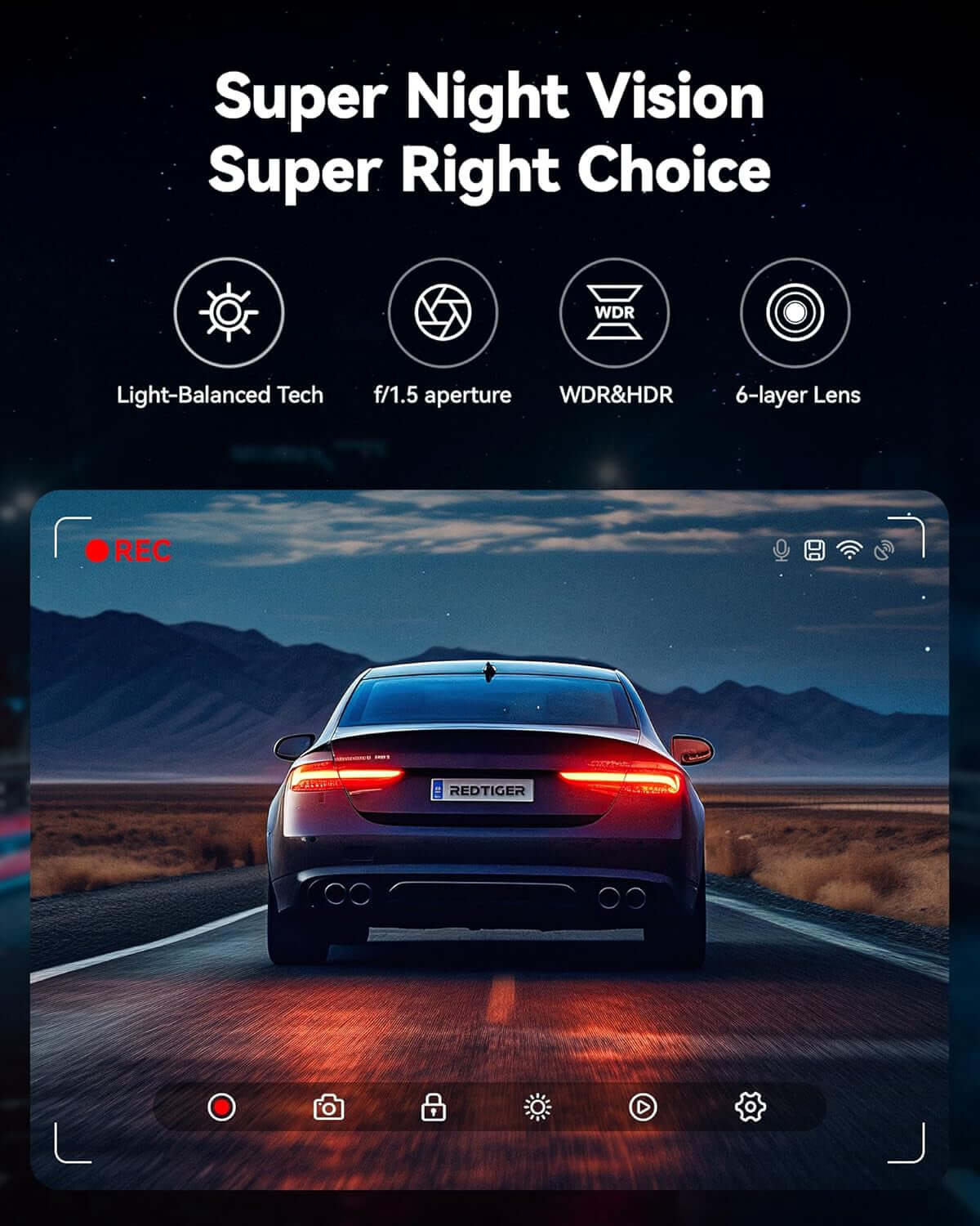 4K Front & 2.5K Rear Dash Cam with Wi - Fi GPS – Night Vision, 170° Wide Angle, 24H Parking Mode, 32GB Card Included (F7Np) - Garageway.com.au
