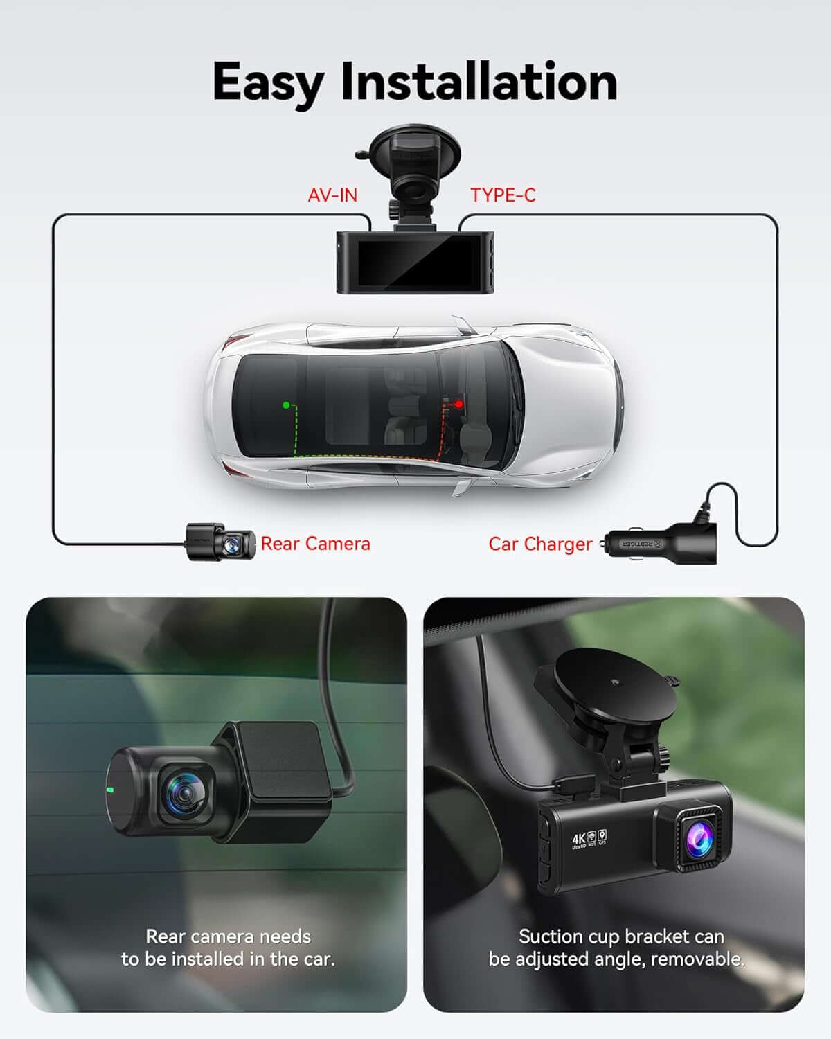 4K Front & 2.5K Rear Dash Cam with Wi - Fi GPS – Night Vision, 170° Wide Angle, 24H Parking Mode, 32GB Card Included (F7Np) - Garageway.com.au