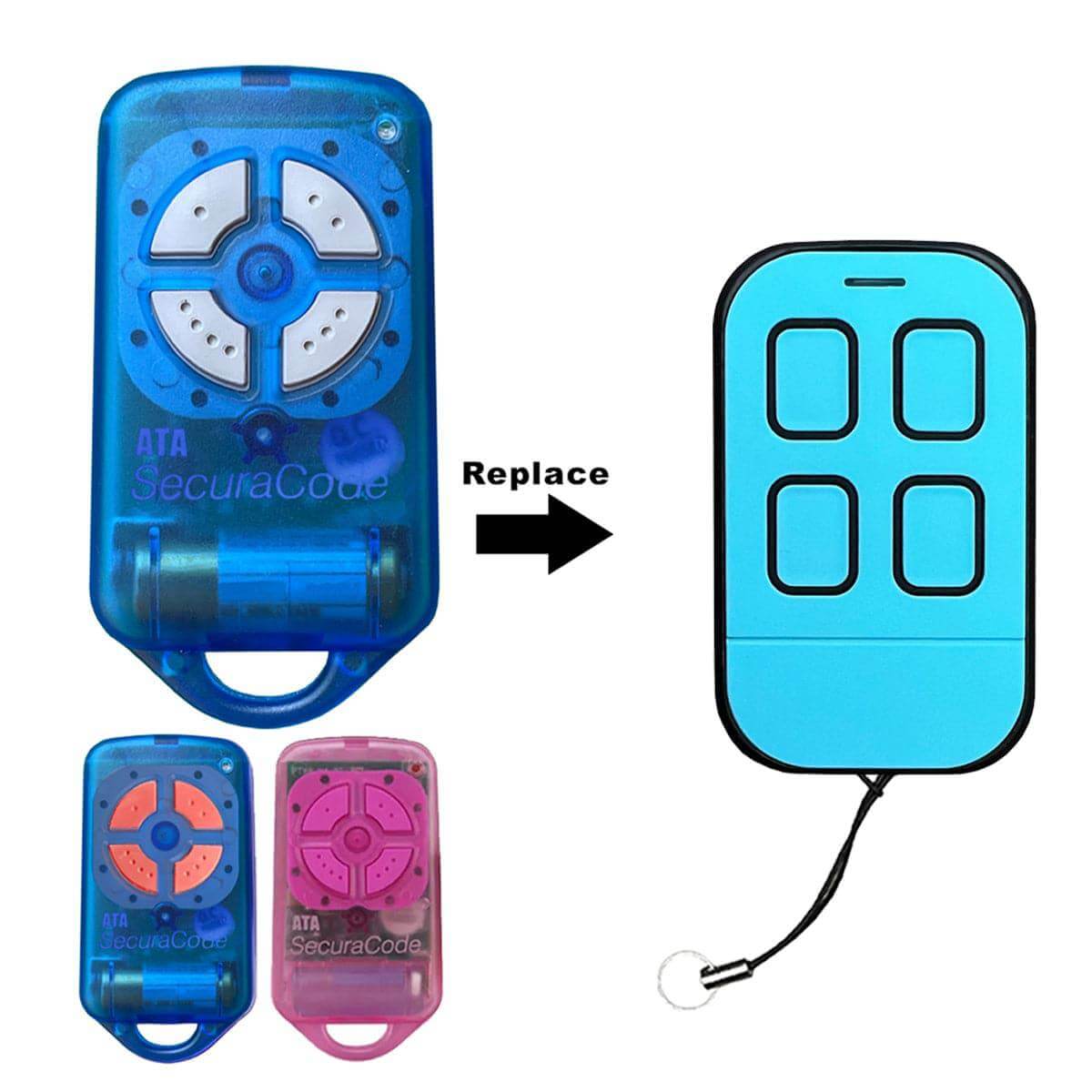 ATA PTX4 compatible remote control with replacement options, showcasing variety of colors and design features.