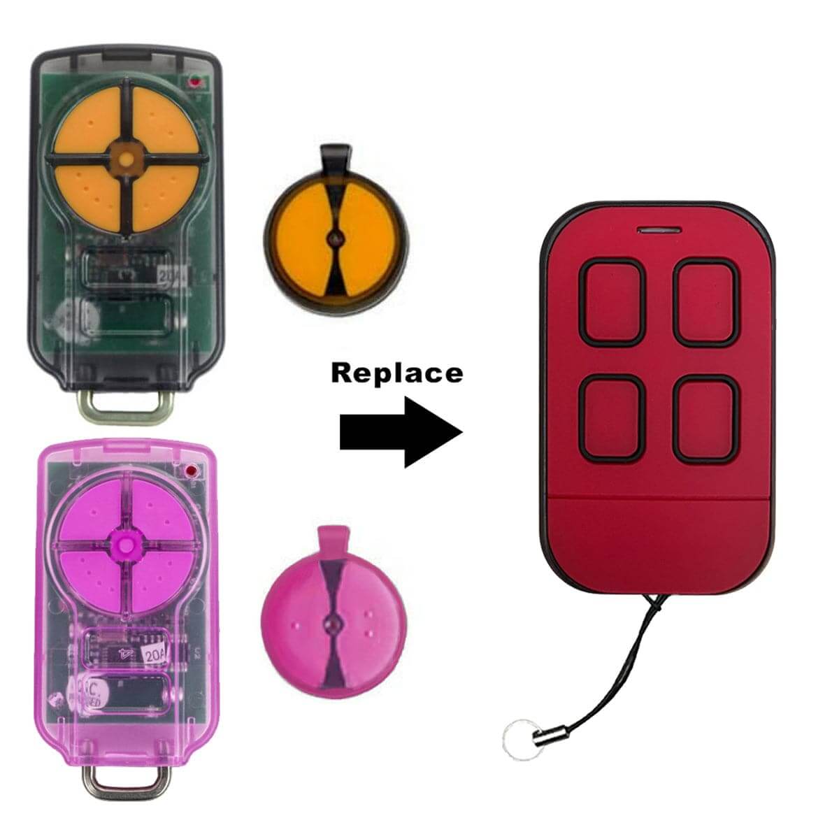 Comparison of old ATA remote control models with the new ATA PTX5 v1 TrioCode replacement remote.