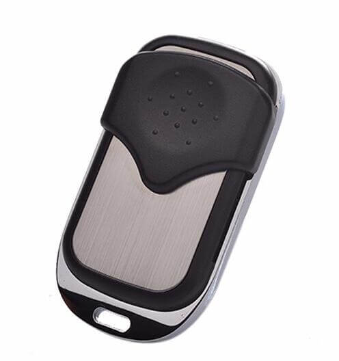 Boss Guardian Steel-Line 2211L Compatible Remote for Garageway dark blue motors, includes key ring, battery, and instructions