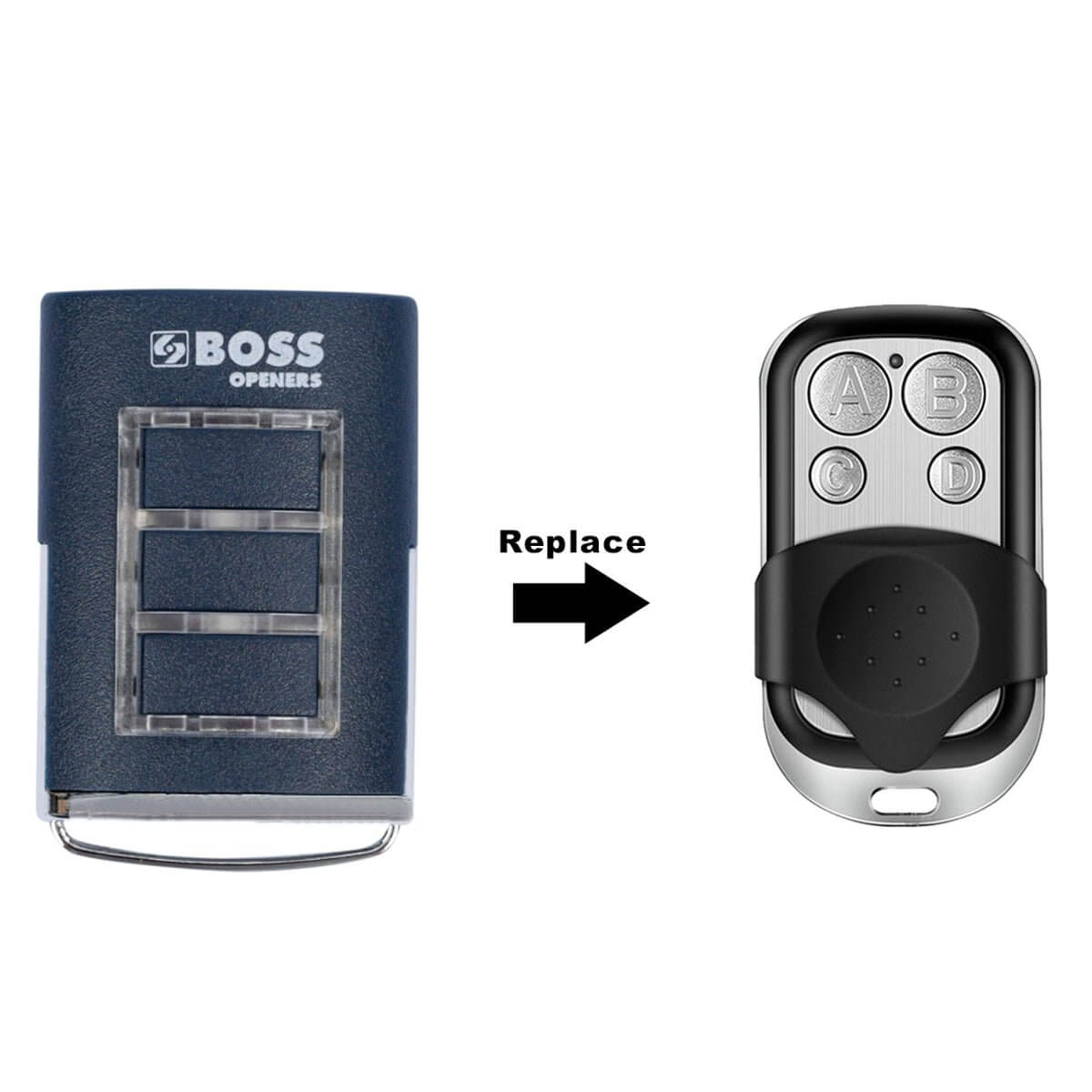 Boss BHT3 HT3 433MHz Compatible Garage Door Remote Replacement with Key Ring and Instructions by Garageway