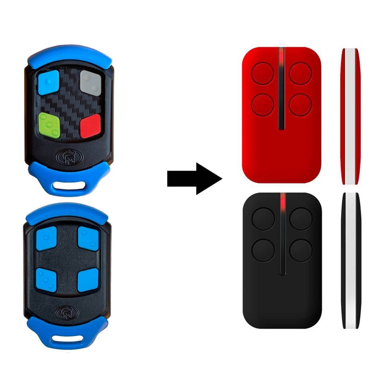 Centsys/Centurion NOVA Garage Gate Replacement Remote with blue buttons for sliding and swinging gates, Garageway compatible.