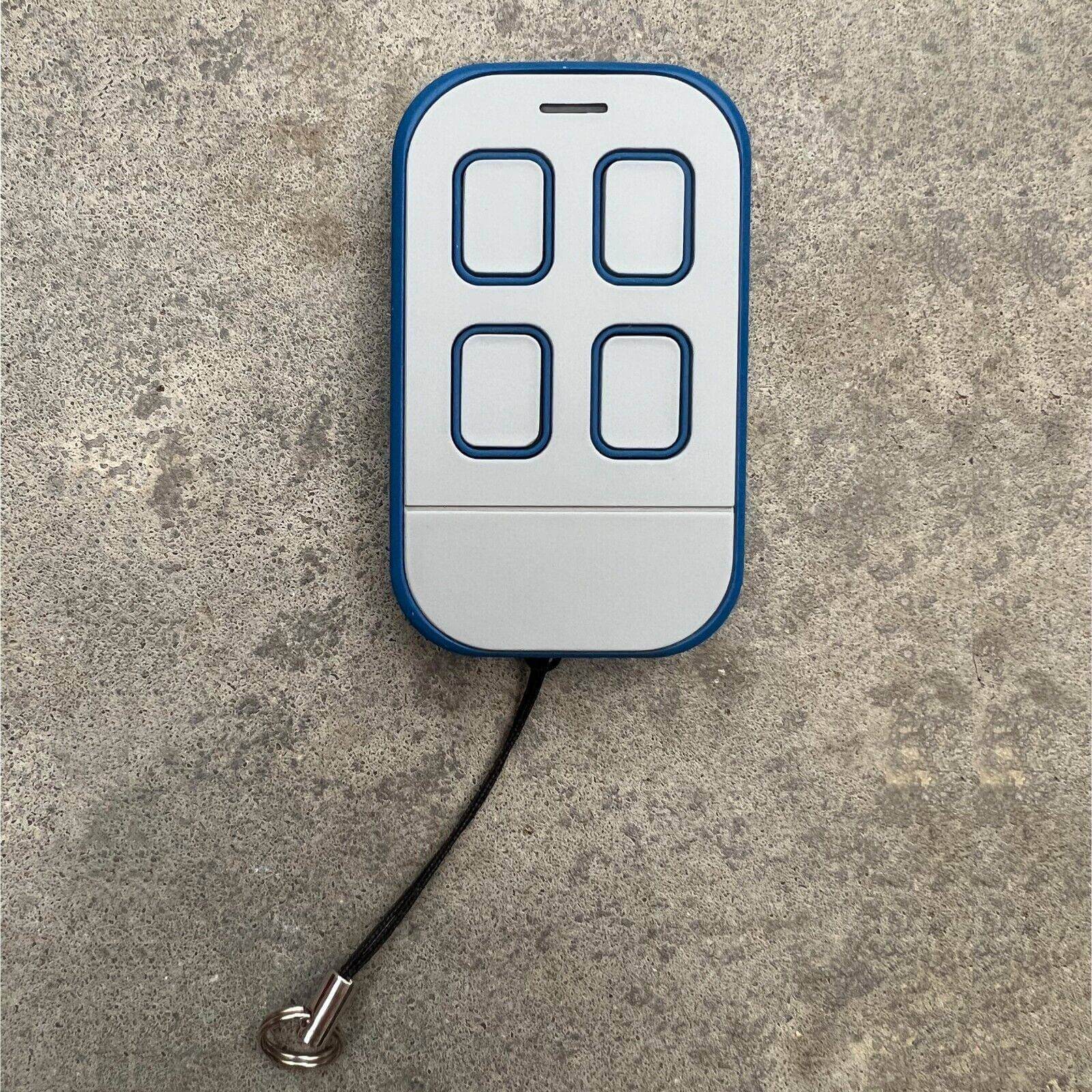 Ditec compatible remote control for garage and gate models BIXLG4, BIXLP2, BIXLS2 with keyring and batteries included.