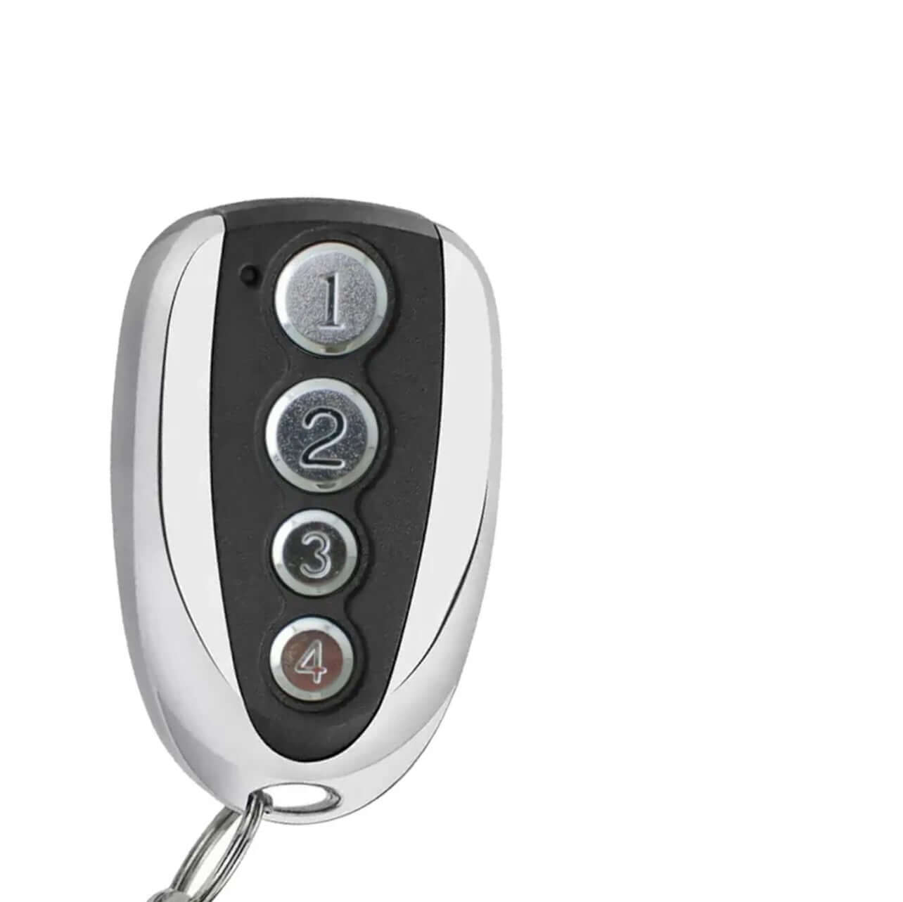 Remote control for Doorworks DC800N and DC1200N garage doors, featuring 4 buttons for multi-door operation. Includes key ring and battery.