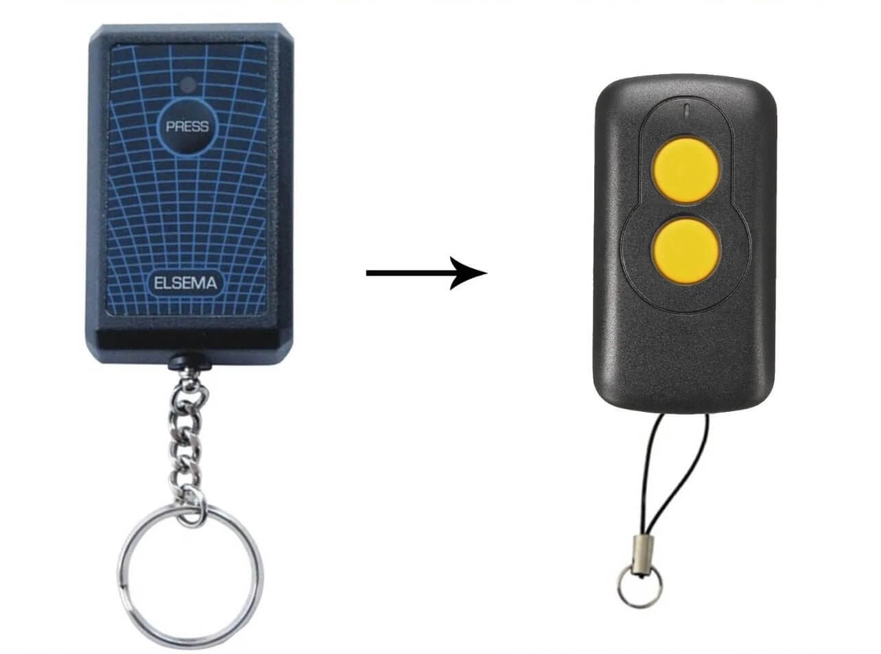 Elsema Key 301 compatible remote with 12 dip switches for garage/gate, featuring aftermarket key with 27.145MHz frequency, Garageway