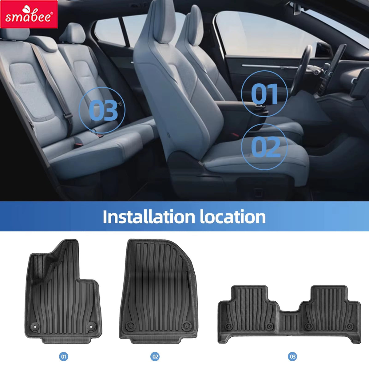 for Volvo EX30 2024 2025 Car Floor Mats Cargo Liner Trunk Pad TPE 3D Foot Mat Waterproof Accessories BLACK - Garageway.com.au