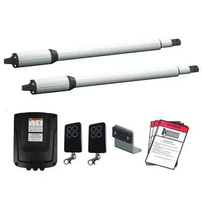 15x RX1101 Single Swing Gate Openers with 7x mpa 200 double openers, remotes, control box, and manuals. Heavy duty, 4.5m, 500kg. Garageway included.