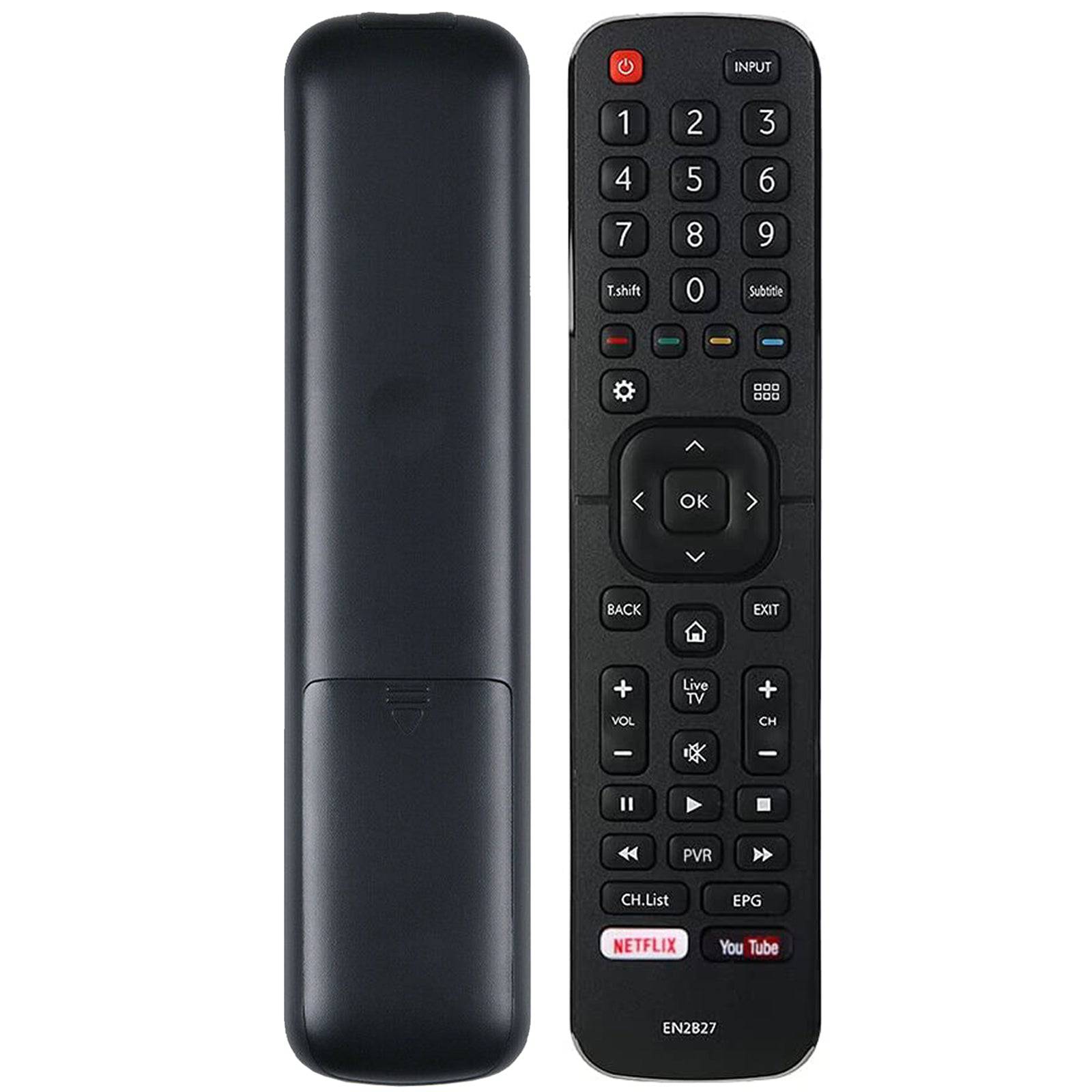 HISENSE TV Remote EN2B27 OEM with Netflix and YouTube buttons, durable design, infrared connection, ready to use.