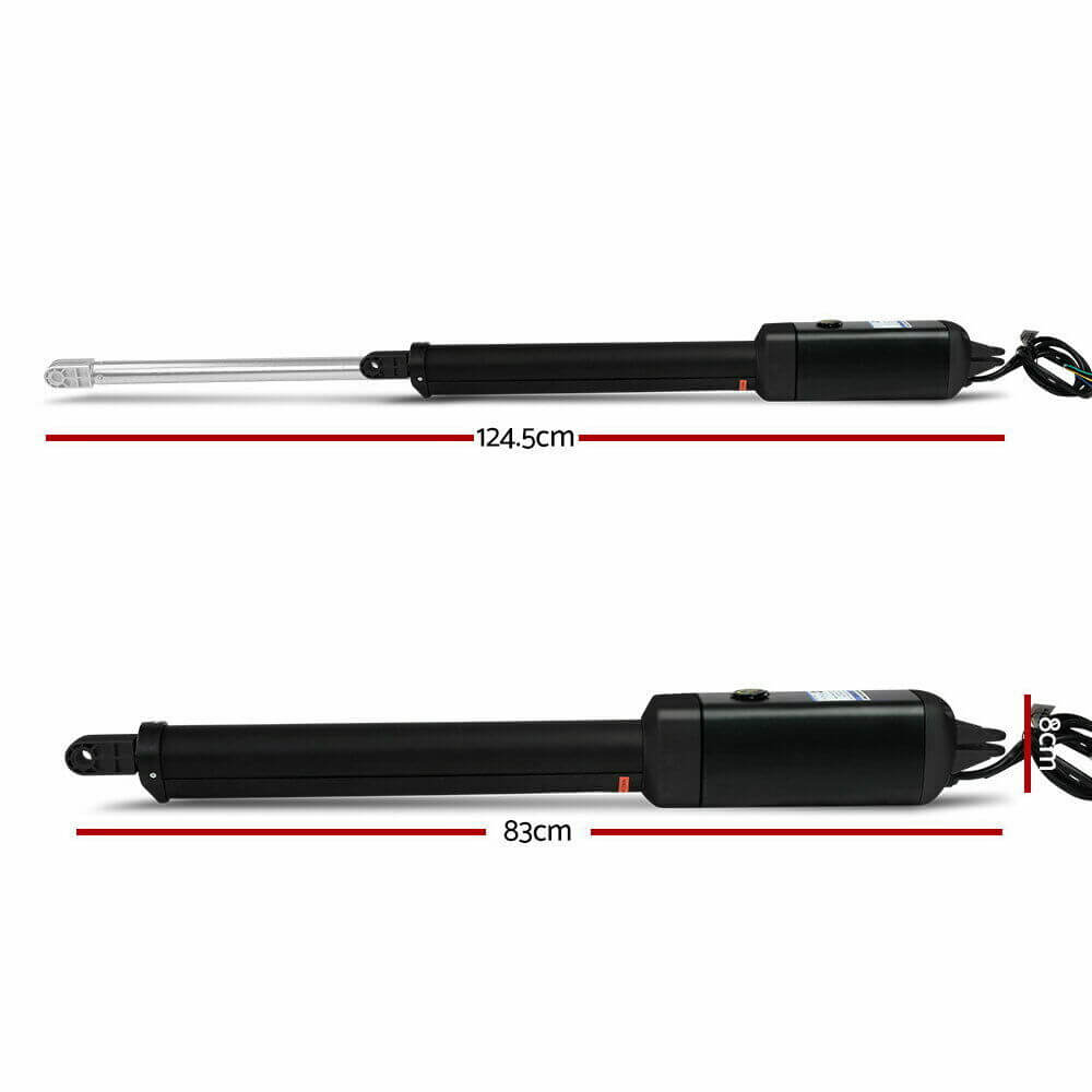 RX1101 swing gate opener showing dimensions for automatic garageway gates