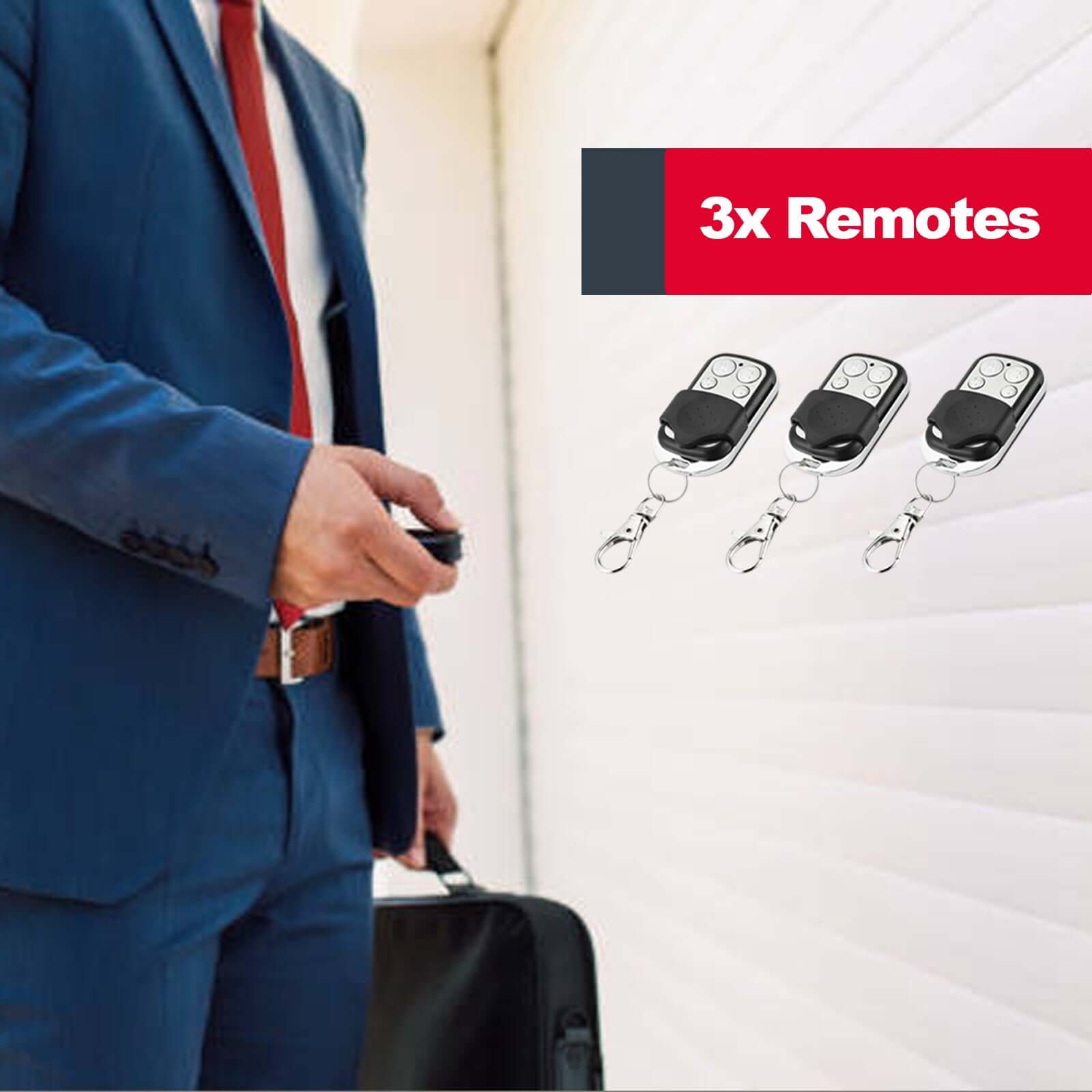 Business professional using Ritrox Farm Full Solar RX365S remote for Garageway gate