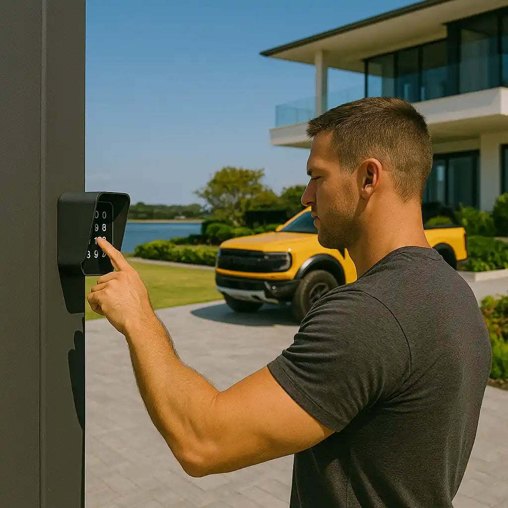 Wireless keypad gate opener compatible with sliding and swing gates, weatherproof design for secure outdoor access control – Garageway.