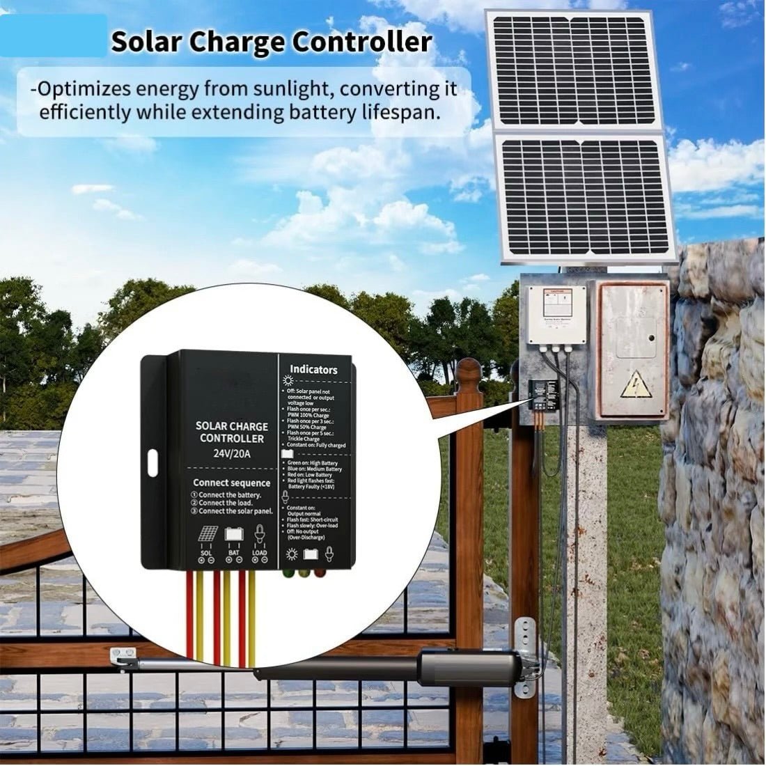 LM118 Waterproof Solar Charge Controller for Gate Openers - Garageway.com.au