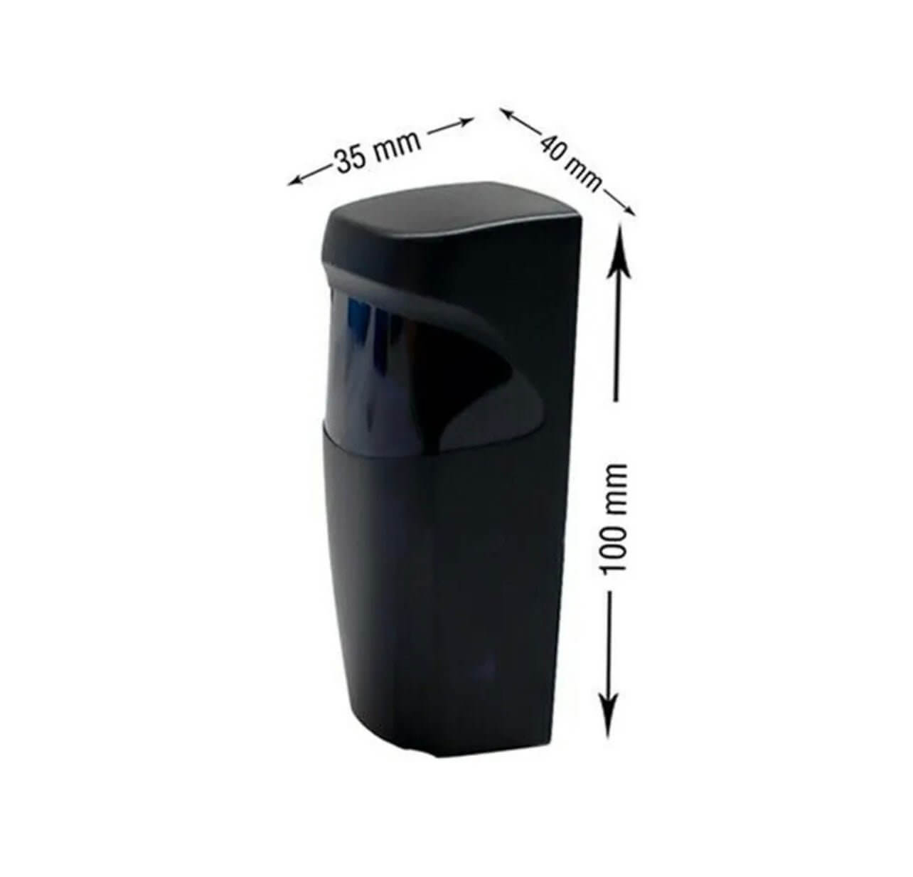 Photocell gate opener sensor beam with dimensions, suitable for swing and sliding garageway gates. Waterproof and UV resistant.