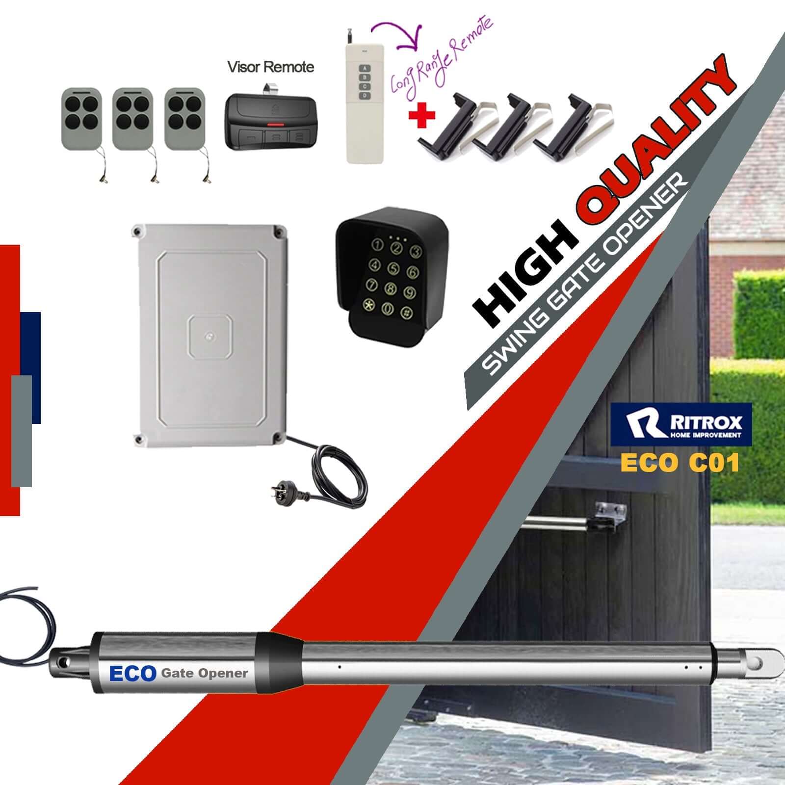 RITROX ECO Electric Single Swing Gate Opener Motor with waterproof wireless Keypad