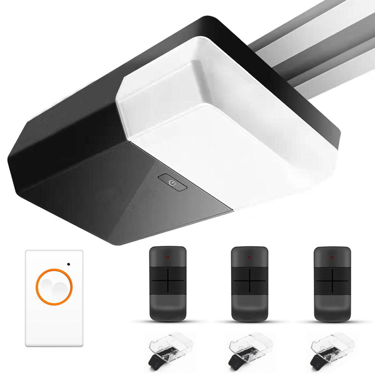RITROX RX-1200P sectional garage door motor with accessories, garage opener, remote controls, and wireless push button