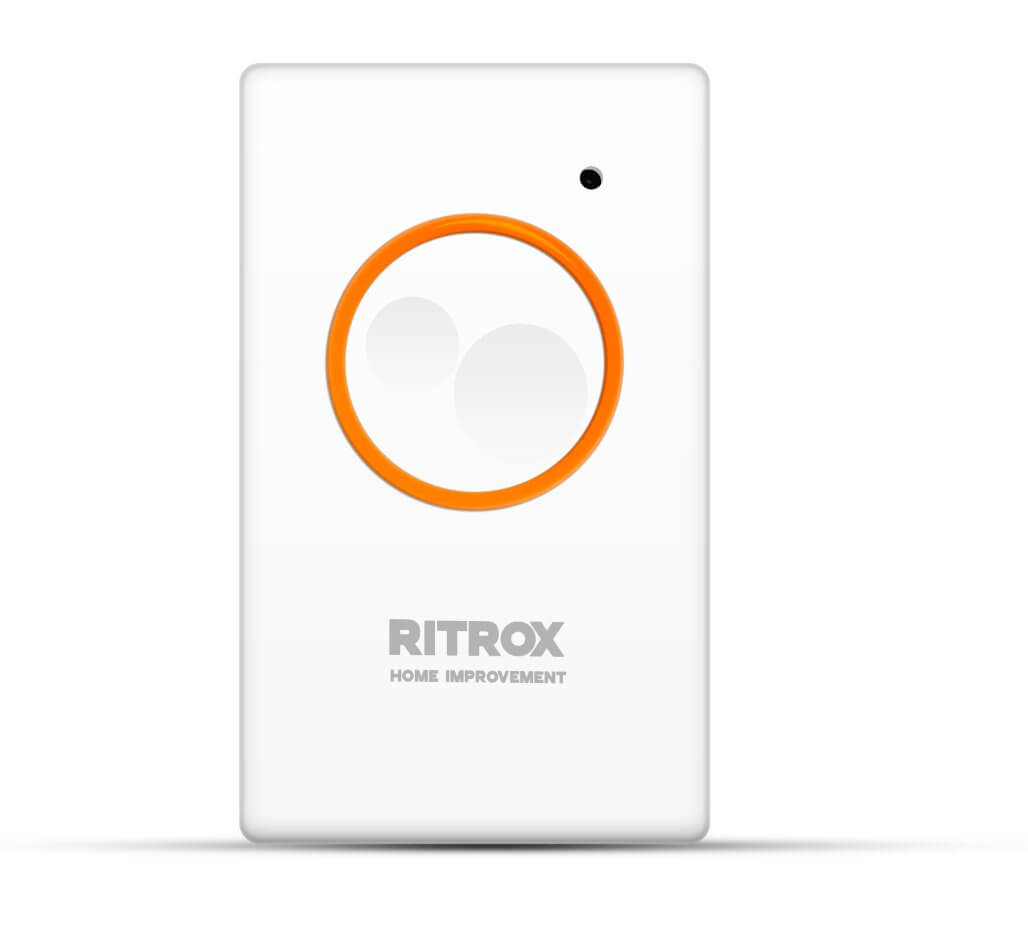 RITROX Home Improvement garage door opener remote with orange button and white casing