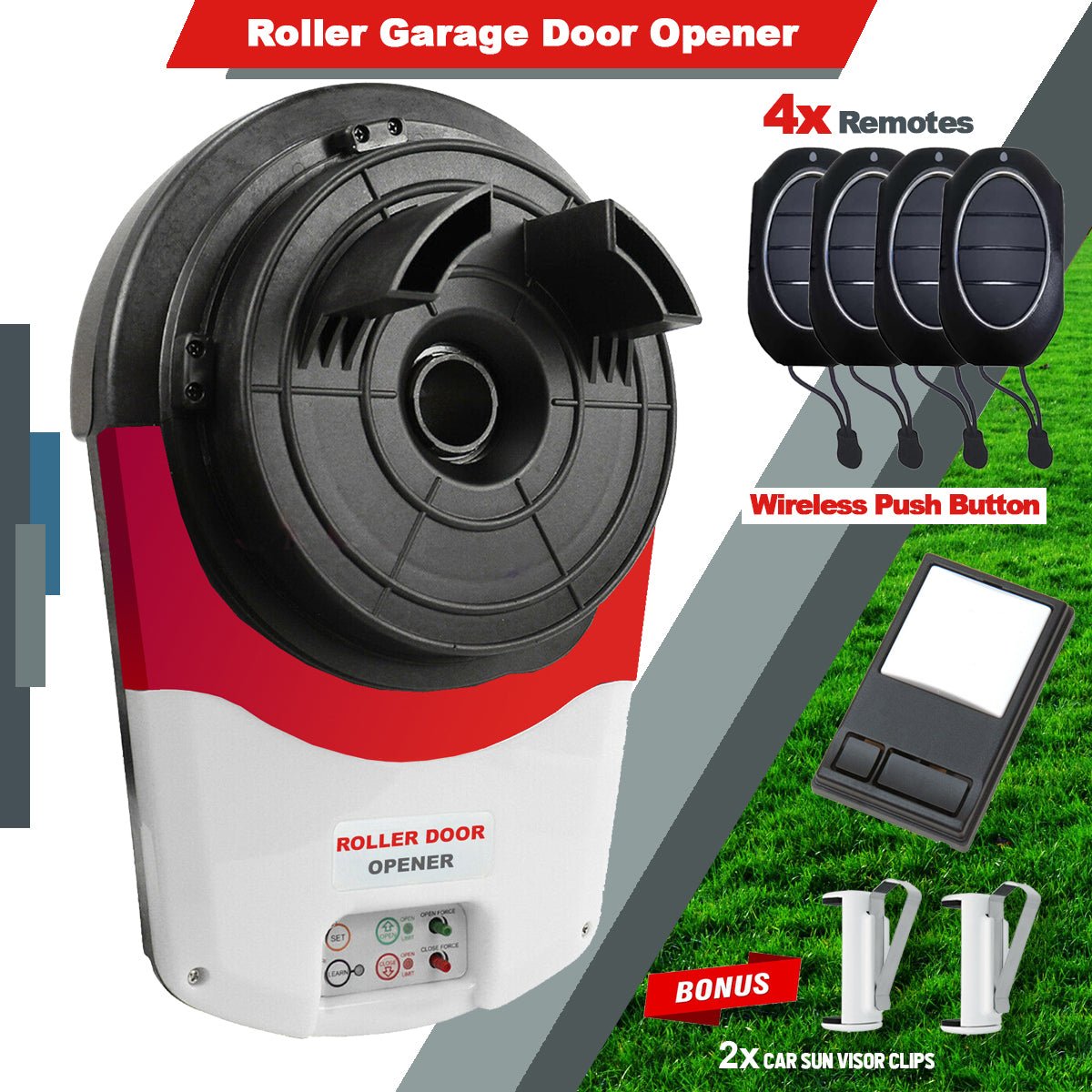 Roller/Rolling Garage/Door Opener Motor 4x Remote Push Button - Garageway.com.au