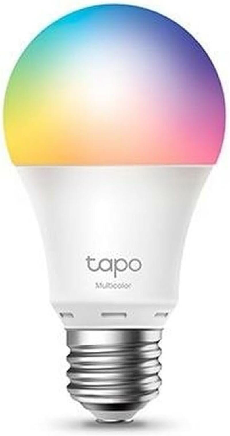 Tapo Smart Light Bulb B22 with a multicolor LED, compatible with Alexa and Google, featuring dimmable and energy-saving functions.
