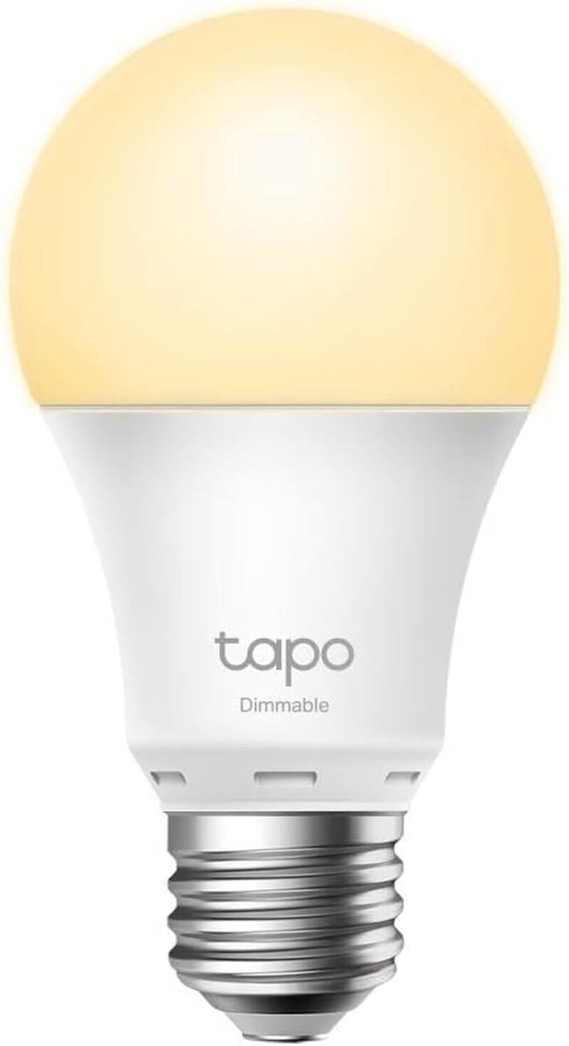 Tapo Smart Light Bulb B22, dimmable Wi-Fi LED 8.7W, compatible with Alexa and Google, energy-saving warm white lighting.